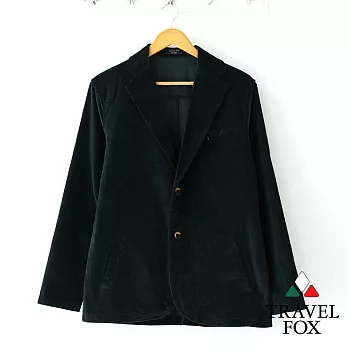 【Travel Fox男裝】旅狐衣 純棉絨布款型男西裝外套 - 黑M黑