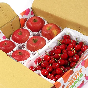 【鮮果日誌】甜蜜禮讚櫻桃禮盒（日本蜜蘋果6入+櫻桃2.5台斤）