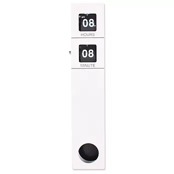 直立式壁掛鐘擺翻頁鐘。白色-黑面