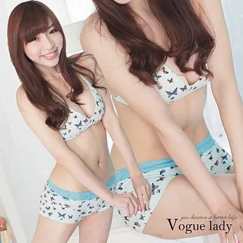 【VOUGE LADY】蕾絲平口蝴蝶系列(藍蕾絲)M藍蕾絲