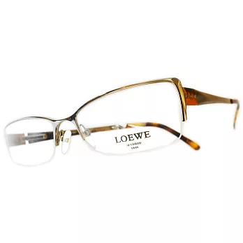 LOEWE 西班牙皇室品牌羅威法瑯質半框蝶面平光眼鏡(琥珀)VLW322-08FF