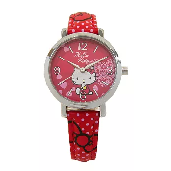 Hello Kitty 可愛俏皮惹人愛時尚造型腕錶-紅色-KT002LWRR