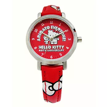 Hello Kitty 時尚玩意兒【40週年紀念款】個性俏麗腕錶-紅-KT401LWRR