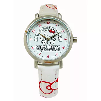 Hello Kitty 時尚玩意兒【40週年紀念款】個性俏麗腕錶-白-KT401LWWW