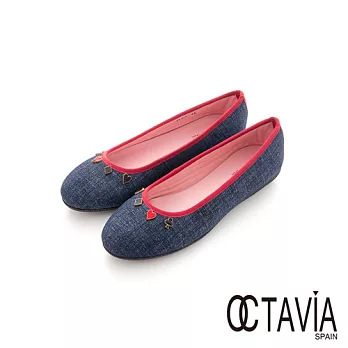 OCTAVIA -小可愛 牛仔紅邊撲克娃娃鞋 - 牛仔藍36牛仔藍