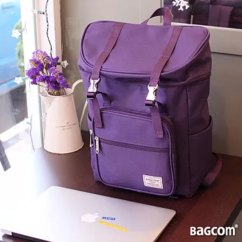 Bagcom Masaki 休閒雙釦後背包-紫色(13吋筆電MAC book OK)