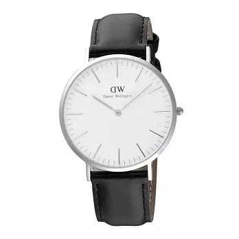 Daniel Wellington Andrews經典時尚皮帶男錶-銀框x黑