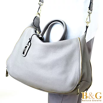 【B&G】義大利牛皮蘇菲極簡垂墜三用包(迷霧灰)