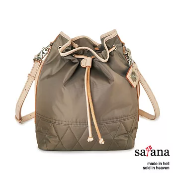 satana - 復刻風尚 小水桶肩背/手提兩用包 - 亮棕色