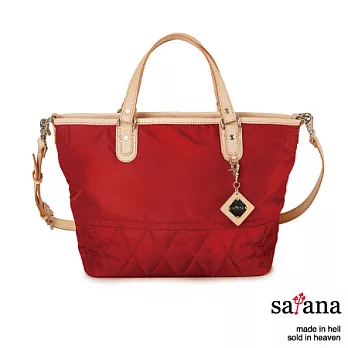 satana - 復刻風尚 手提/肩背兩用中型托特包 - 寶石紅