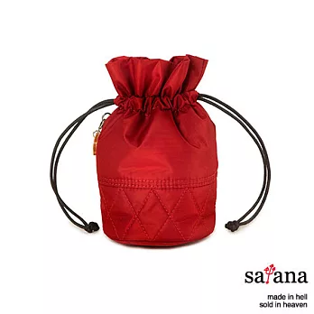satana - 復刻風尚 束繩迷你水桶包 - 寶石紅