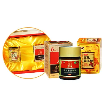 金蔘 高麗靈芝濃縮精50g/罐+紅蔘粉60g/罐(伴手禮盒組)
