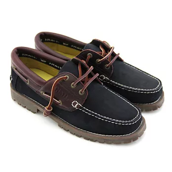 SNAIL蝸牛 百年經典全真皮綁帶雙色蠟感皮革雷根大底休閒鞋39藍色