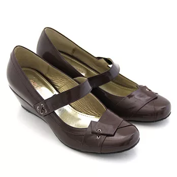 ◤Green Phoenix◥內斂典雅漆皮層次感船型底瑪莉珍鞋37咖啡