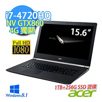 【Acer】VN7-591G-70GH 15.6吋FHD高畫質混碟筆電 (i7-4720HQ/8G/4G獨顯/1TB+256G SSD/WIN8.1)