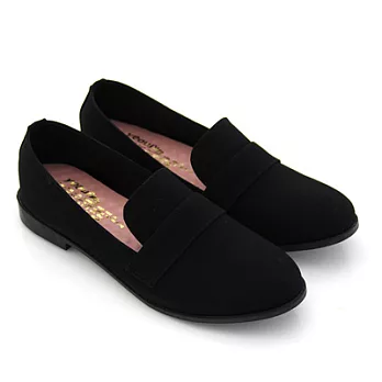 【Pretty】MIT英倫極簡休閒樂福鞋24.5黑色