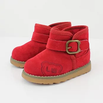 愛的世界LW暖暖小熊刷毛雪靴17紅色