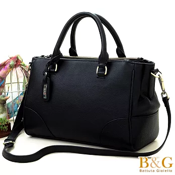 【B&G】義大利牛皮香榭柏麗OL三用包(絲絨黑)