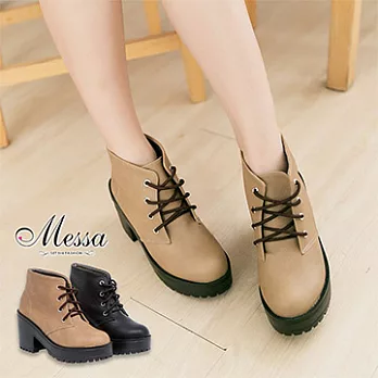 【Messa米莎】(MIT) 簡約良品穿搭綁帶基本款踝靴-兩色36黑色