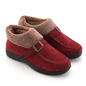 【Pretty】可愛暖暖鋪毛扣環短靴36紅色