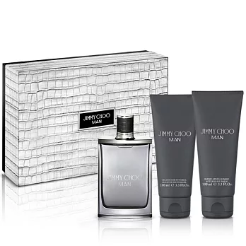 JIMMY CHOO 同名男性淡香水禮盒(香水100ml+鬍後乳100ml+沐浴精100ml)-送品牌針管+紙袋