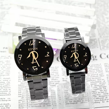 KEVIN K-2068英倫風情 黑面蛇型指針 藝術個性造型腕錶(大型)