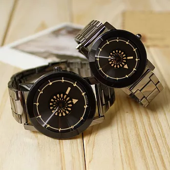 KEVIN K-2068英倫風情 立體黑面萬花筒 藝術個性造型腕錶(大型)