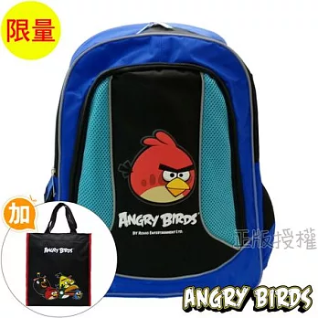 【Angry Birds】憤怒鳥 書包+補習袋-反光護背款(三款)藍色款