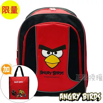 【Angry Birds】憤怒鳥 書包+補習袋-反光護背款(三款)紅色款