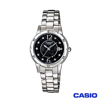 CASIO 卡西歐 SHEEN系列圓盤鑲鑽簡約石英女錶 SHE-4021D-1A