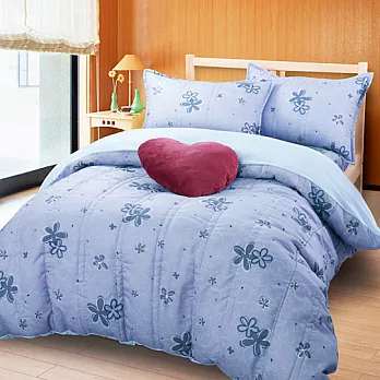 【花語-藍】台灣精製加大四件式兩用被全舖棉床包組