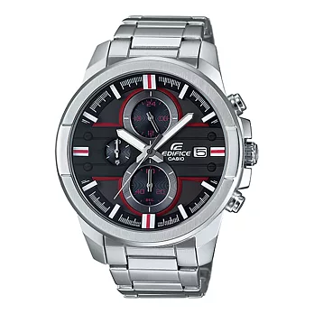CASIO EDIFICE 競速未來三眼計時賽車腕錶-紅x銀