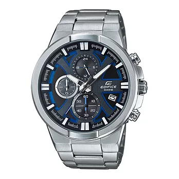 CASIO EDIFICE 勇闖暴風三眼計時賽車腕錶-藍x銀