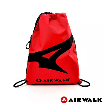 【美國 AIRWALK】 A字風潮 雙彩雙面 尼龍輕便束口後背包紅