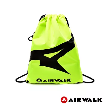 【美國 AIRWALK】 A字風潮 雙彩雙面 尼龍輕便束口後背包螢黄