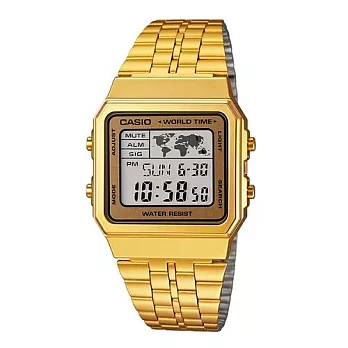 CASIO 復古風數字復刻液晶時尚腕錶-金-A-500WGA-9