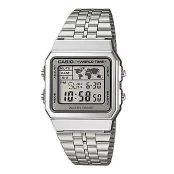 CASIO 復古風數字復刻液晶時尚腕錶-銀-A-500WA-7