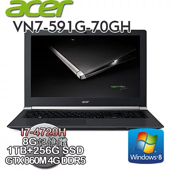 【ACER宏碁】VN7-591G 15.6吋FHD I7-4720H 256GSSD+1TB GTX860 4G獨顯輕薄電競筆電(VN7-591G-70GH)