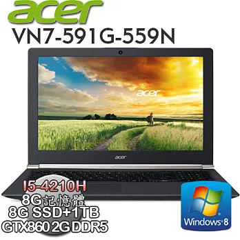 【ACER宏碁】VN7-591G 15.6吋FHD I5-4210H 8GSSHD+1TB GTX860 2GDDR5輕薄電競筆電(VN7-591G-559N)