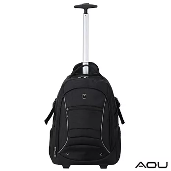 AOU微笑旅行 輕量經典款 可收納筆電 拉桿式雙肩後背包 (百搭黑) 26-003