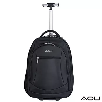 AOU微笑旅行 輕量經典款 可收納筆電 拉桿式雙肩後背包 (百搭黑) 26-005