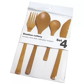 《Bamboo Cutlery 》竹子材質餐具組(4件組)