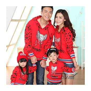 [親子裝]SY酷貓珠片刺繡厚款連帽上衣親子裝(寶貝)90紅