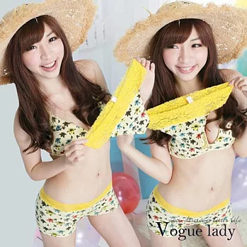 【Vogue Lady】蕾絲丁字扶桑花系列(黃蕾絲)M黃蕾絲