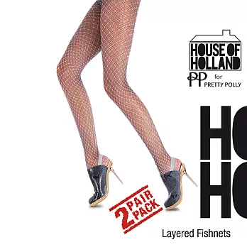 英國進口【House of Holland】超時尚雙網格網襪Free SIZE