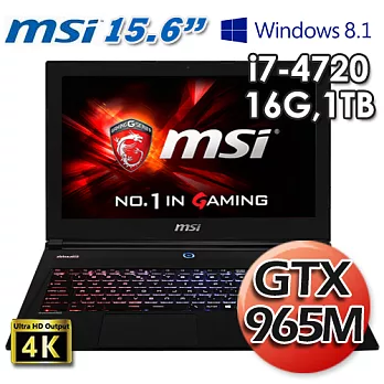msi 微星 GS60 2QD 4K版 i7-4720HQ 3G獨顯 15.6吋 Win8.1電競筆電(黑)
