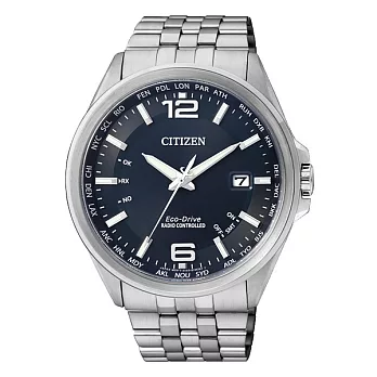 CITIZEN Eco-Drive 世紀經典紳士萬年曆腕錶-銀X藍