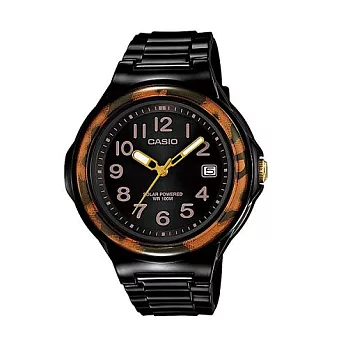 CASIO 豹紋森巴舞太陽能裝置休閒運動腕錶-黑-LX-S700H-1B
