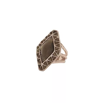 House of Harlow 1960 Sea Stones Cocktail Ring 三角形飾邊 茶色海洋水晶 菱形古董玫瑰金戒指 美規7號