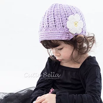 Cutie Bella手工編織帽Beret-Lilac/White Flower(幼童款)